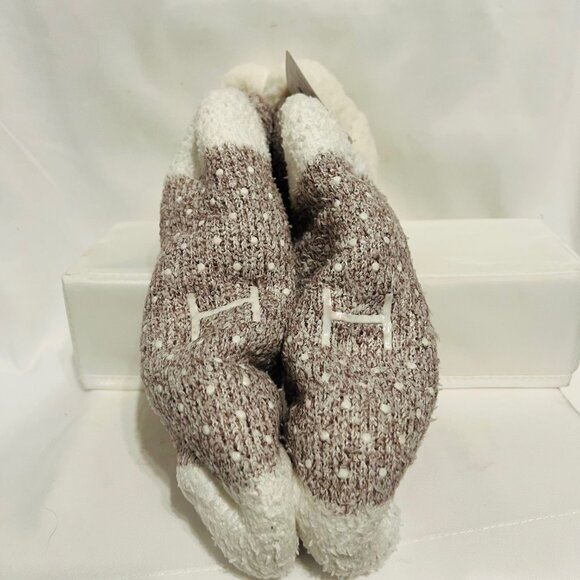 H By Halston-Women's-Plush Lounge Socks w/ Non Slip Soles-Size 4-10-Ivory/Mauve - Picture 6 of 12